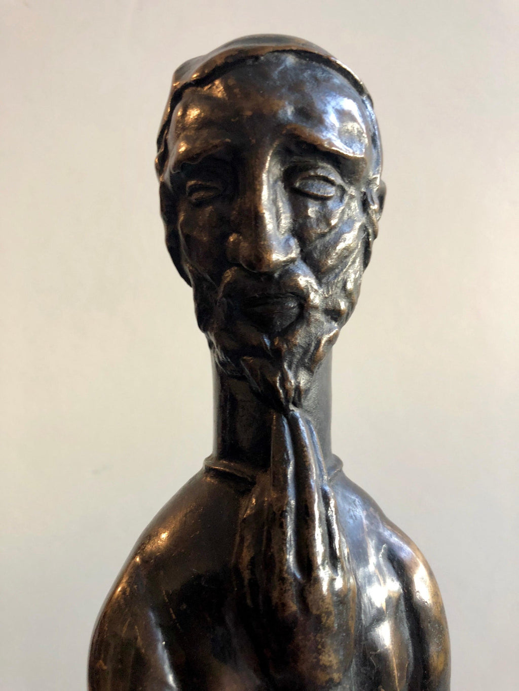 Art Deco Expressionist Bronze Judaica Rabbi Sculpture Los Angeles Modernist