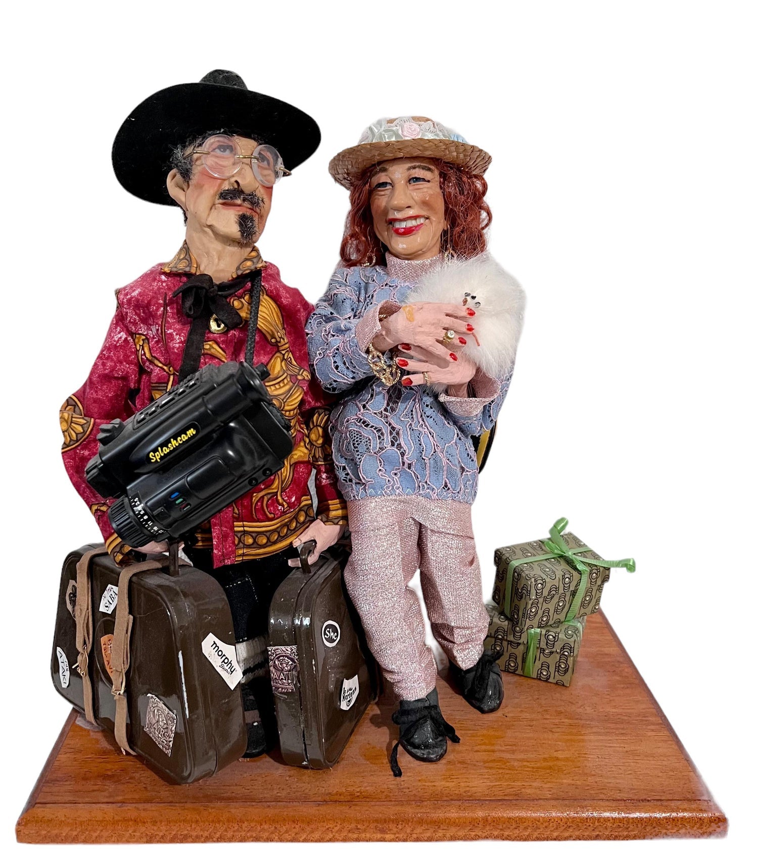 Hungarian Israeli Tourists Diorama Folk Art Doll Judaica Sculpture Magda Watts