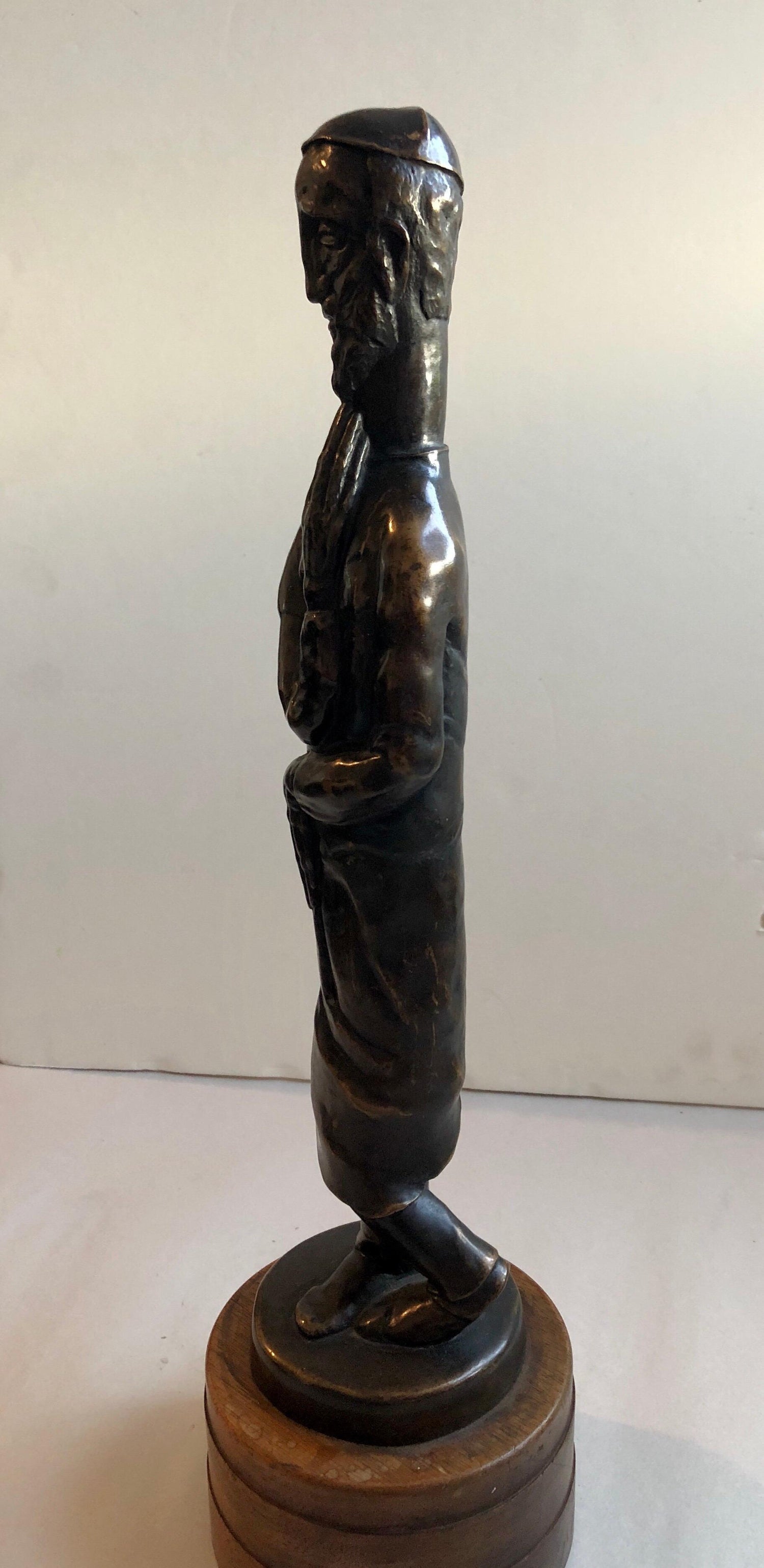 Art Deco Expressionist Bronze Judaica Rabbi Sculpture Los Angeles Modernist