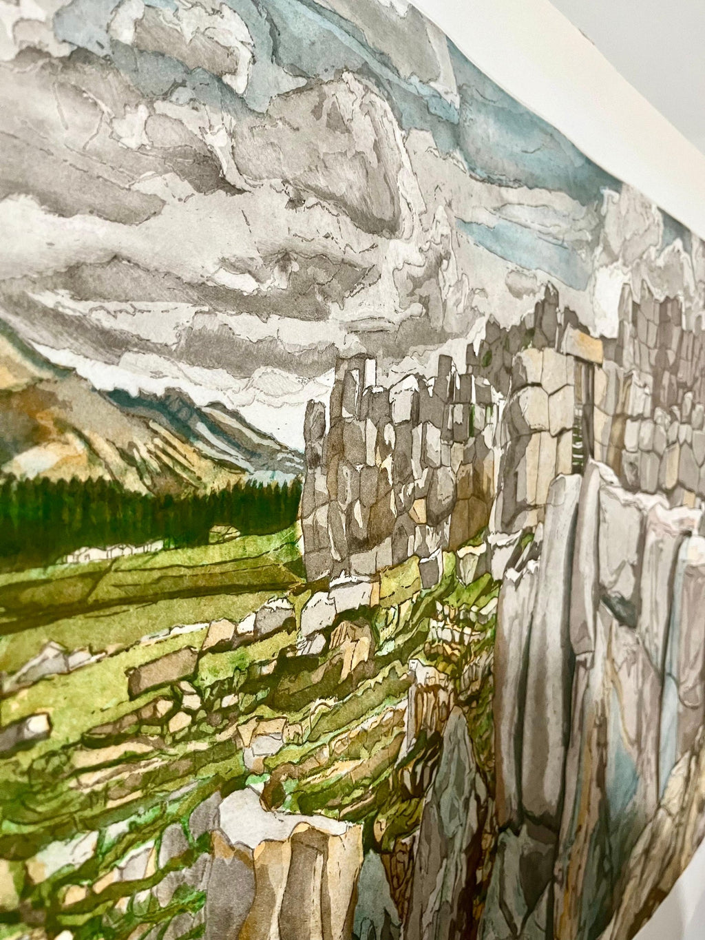 American Modernist  Sacsahuaman Landscape Aquatint Etching Philip Pearlstein