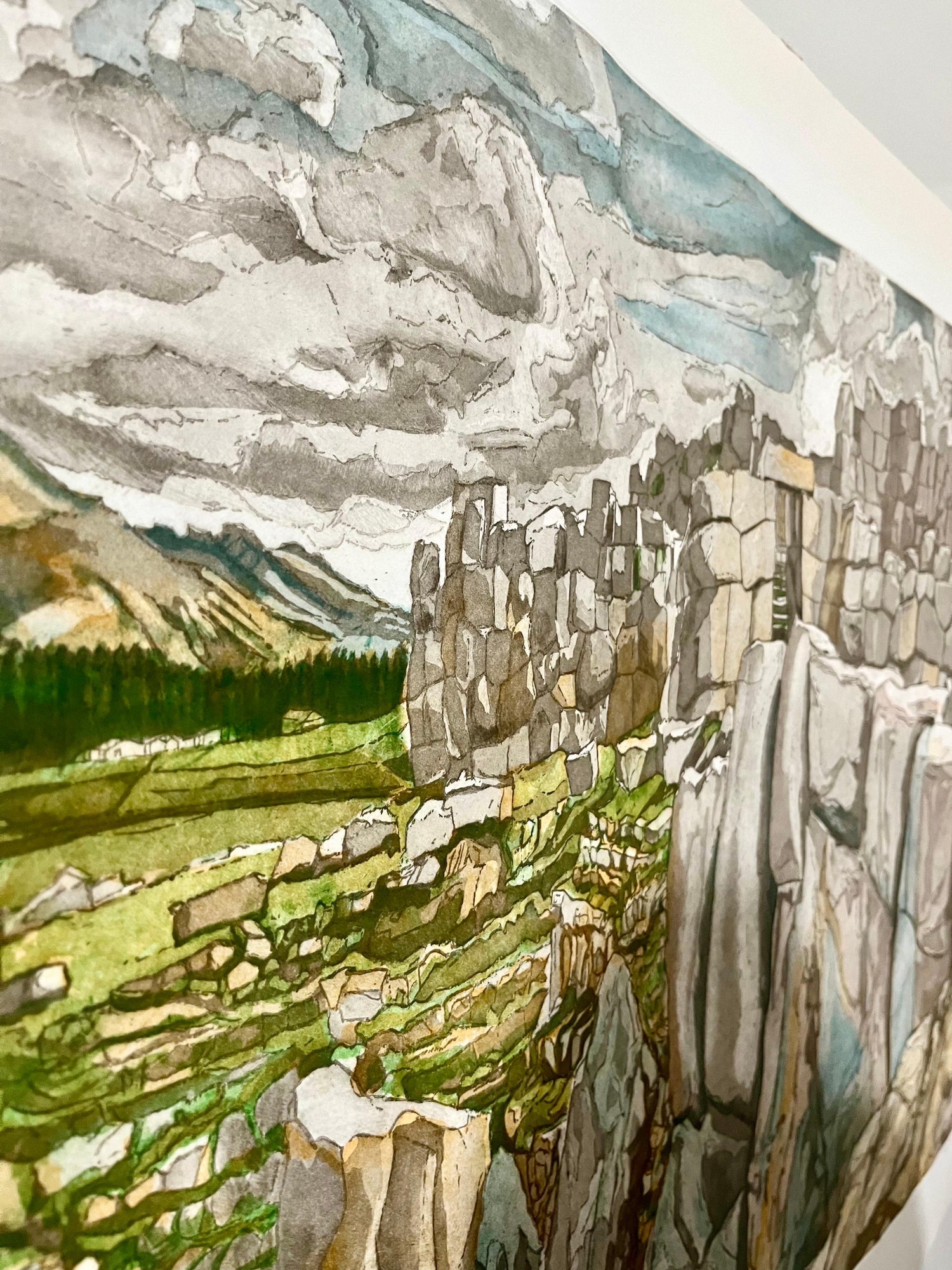 American Modernist  Sacsahuaman Landscape Aquatint Etching Philip Pearlstein