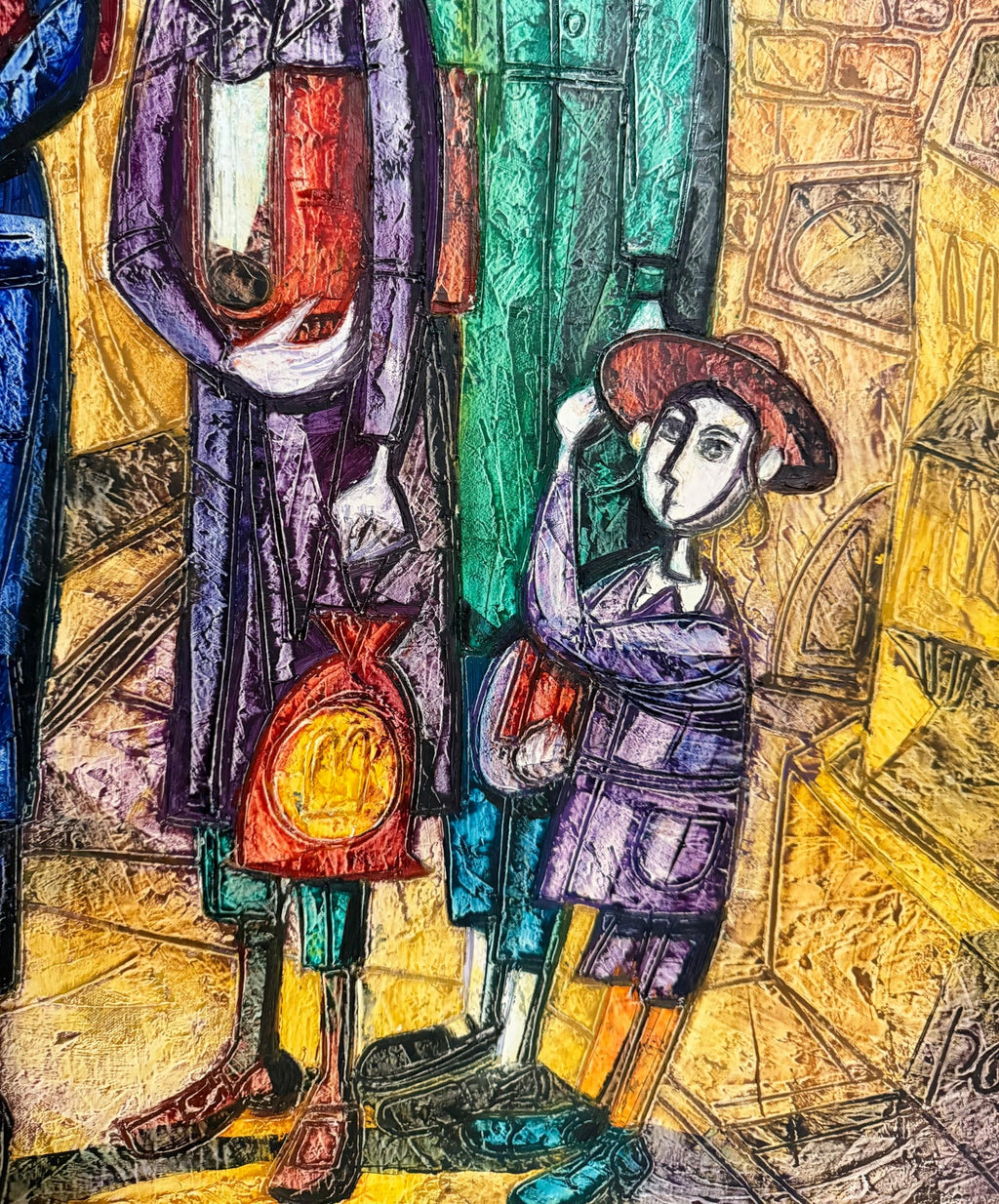 Jerusalem Hasidic Family Oil Painting Israeli Judaica Yossi Stern Bezalel School