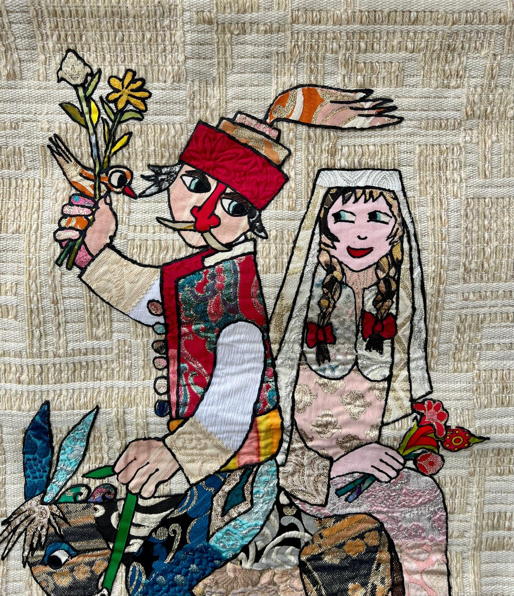 Naive European French Folk Art Jovan Lazar Obican Tapestry Wall Hanging Weaving