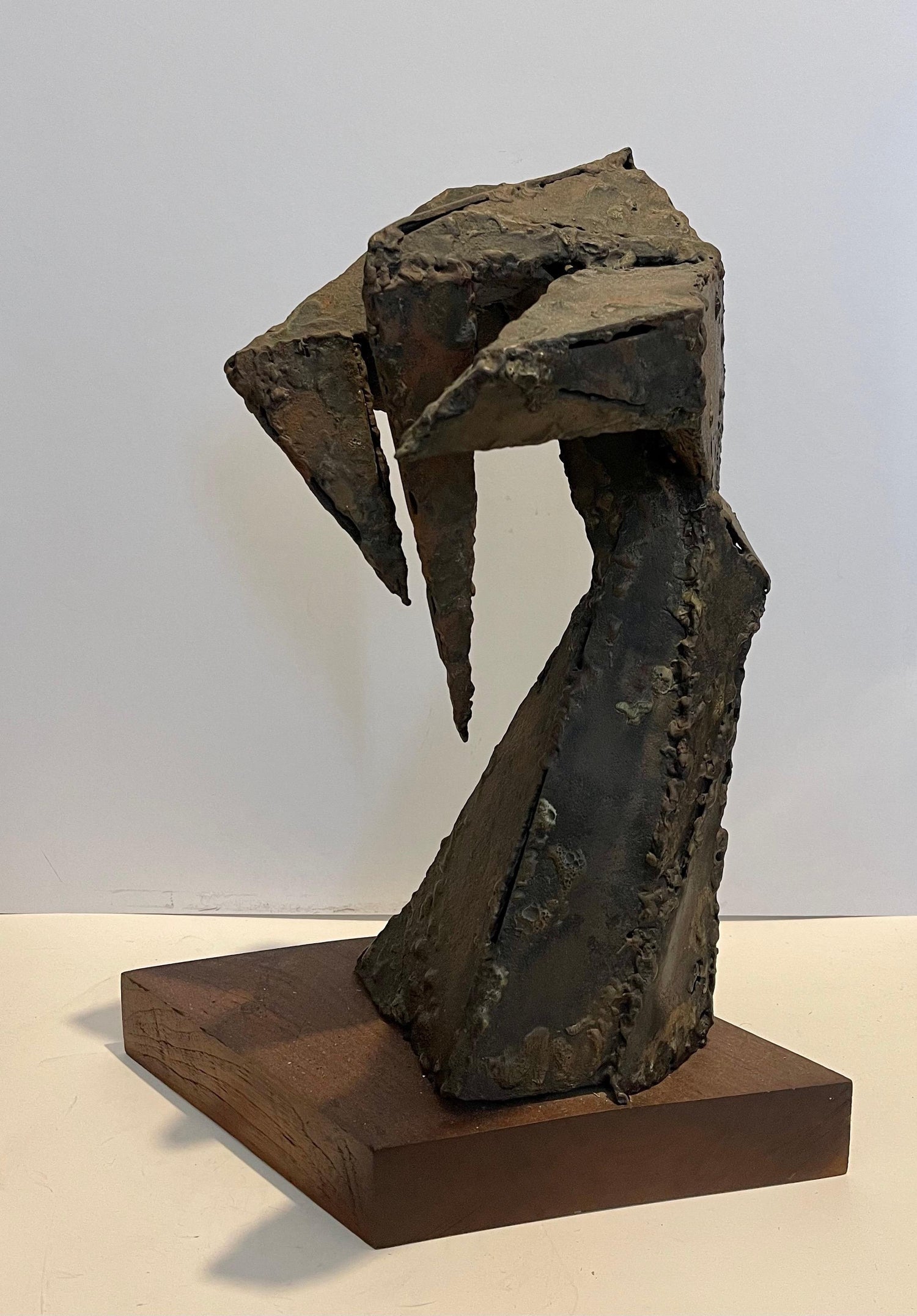 Mod Brutalist Abstract Metal & Painting Heavy Sculpture Bust George Nama