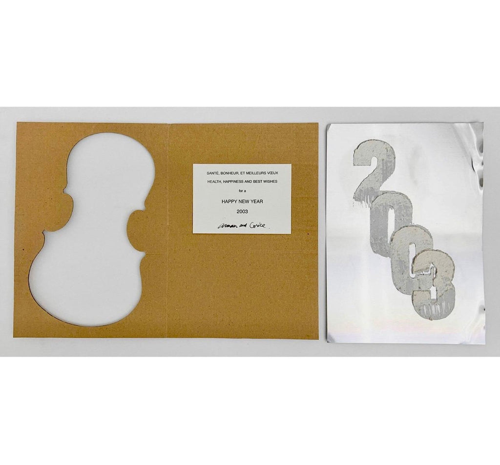 Violin Concerto Hand Signed Mixed media Arman Assemblage Collage New Years Card