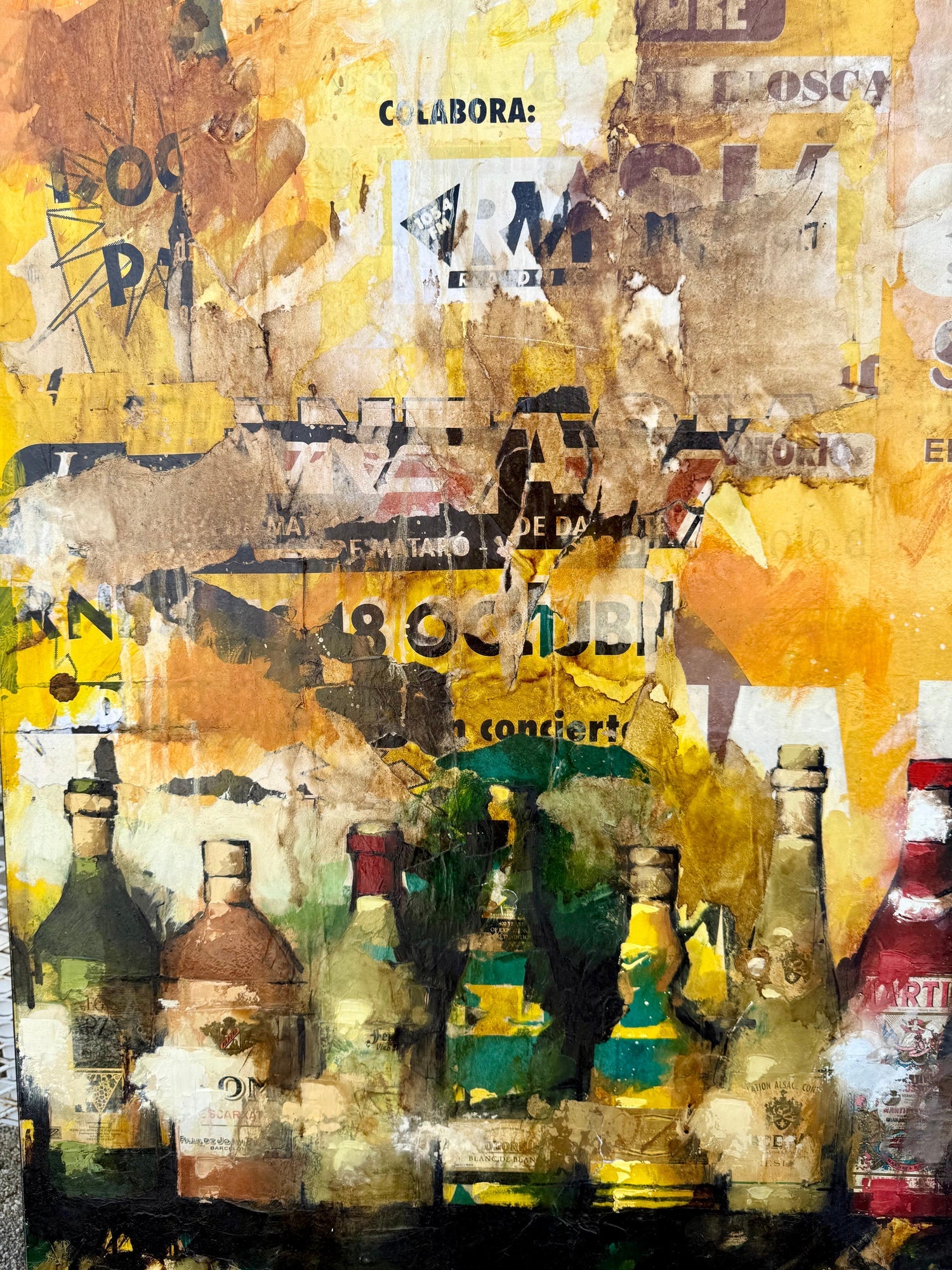 Large Spanish Pop Art Catalan Mixed Media Collage Painting Jordi Prat Pons