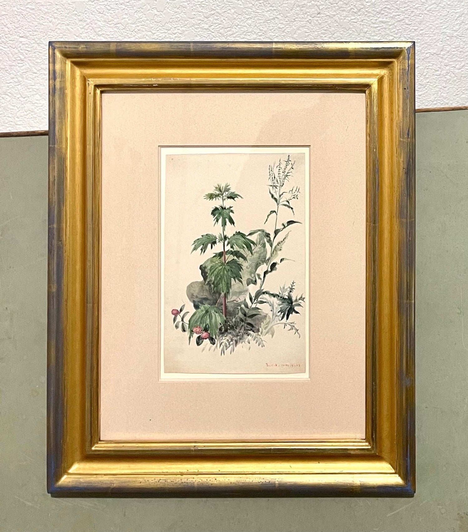 Plants, Bristol 1863 Watercolor Painting American Artist Charles DeWolf Brownell