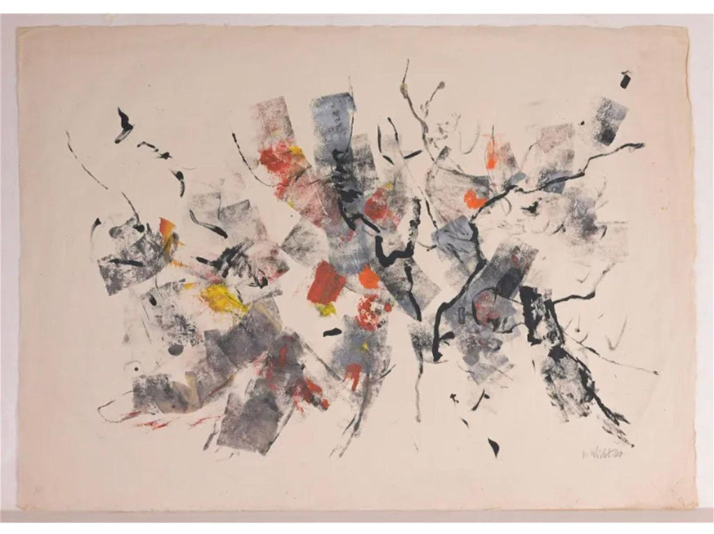 Large Abstract Expressionist Oil Painting on Rice Paper Modernist John Von Wicht