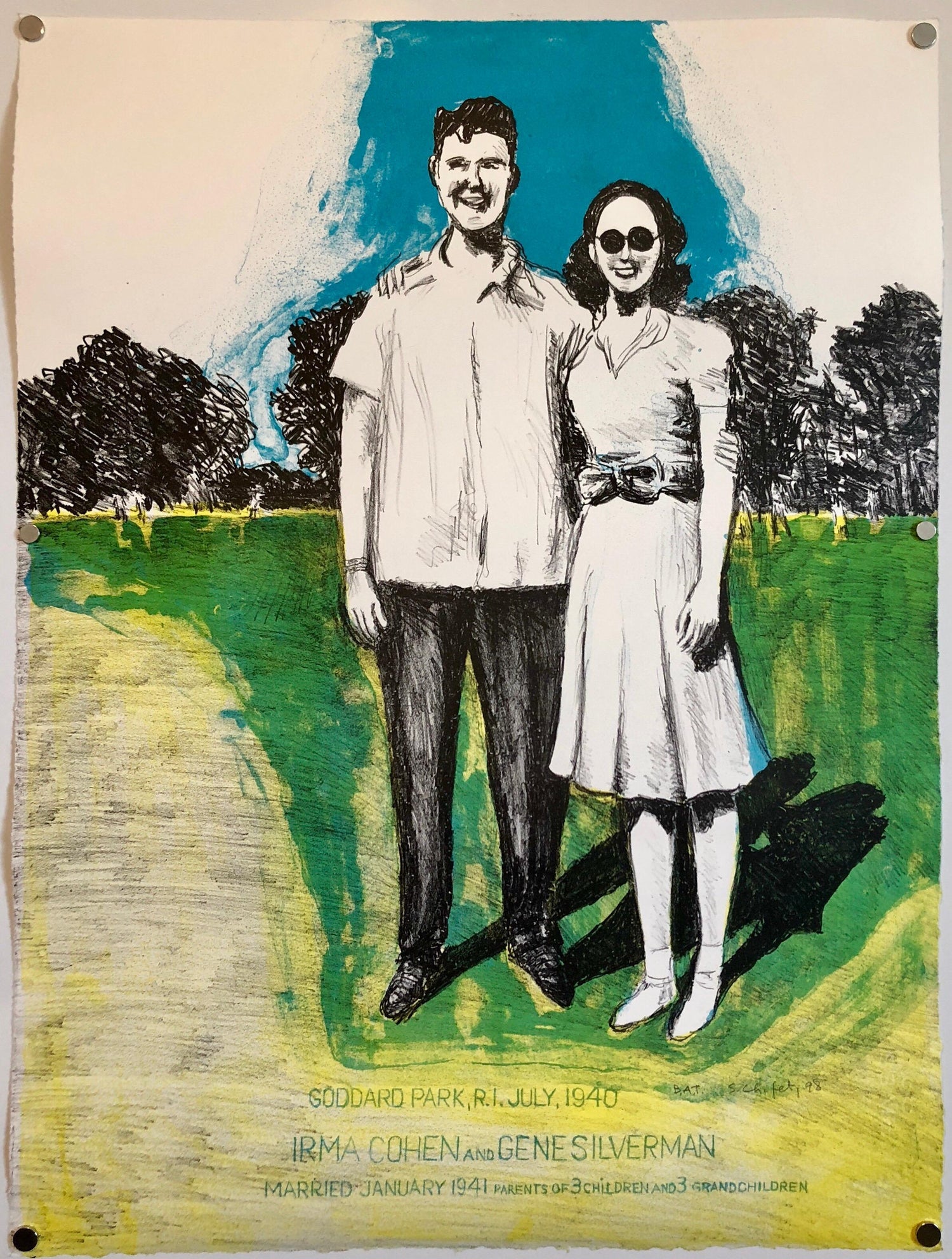 Columbus Ohio State Art Judaica Wedding Anniversary Lithograph Jewish Americana