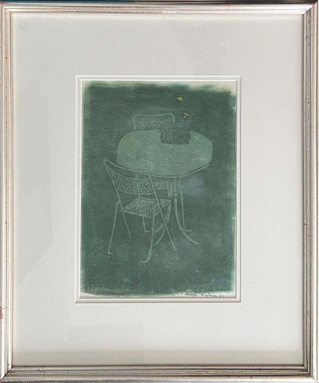 Monotype Print Painting Garden Scene Table Chair Joseph Solman American Art WPA