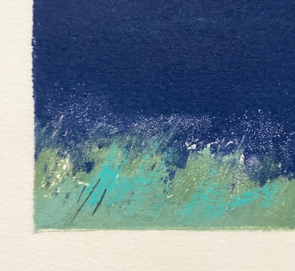 Large Monotype Monoprint Print Scenic Lake Landscape Susan Hall Woman Artist