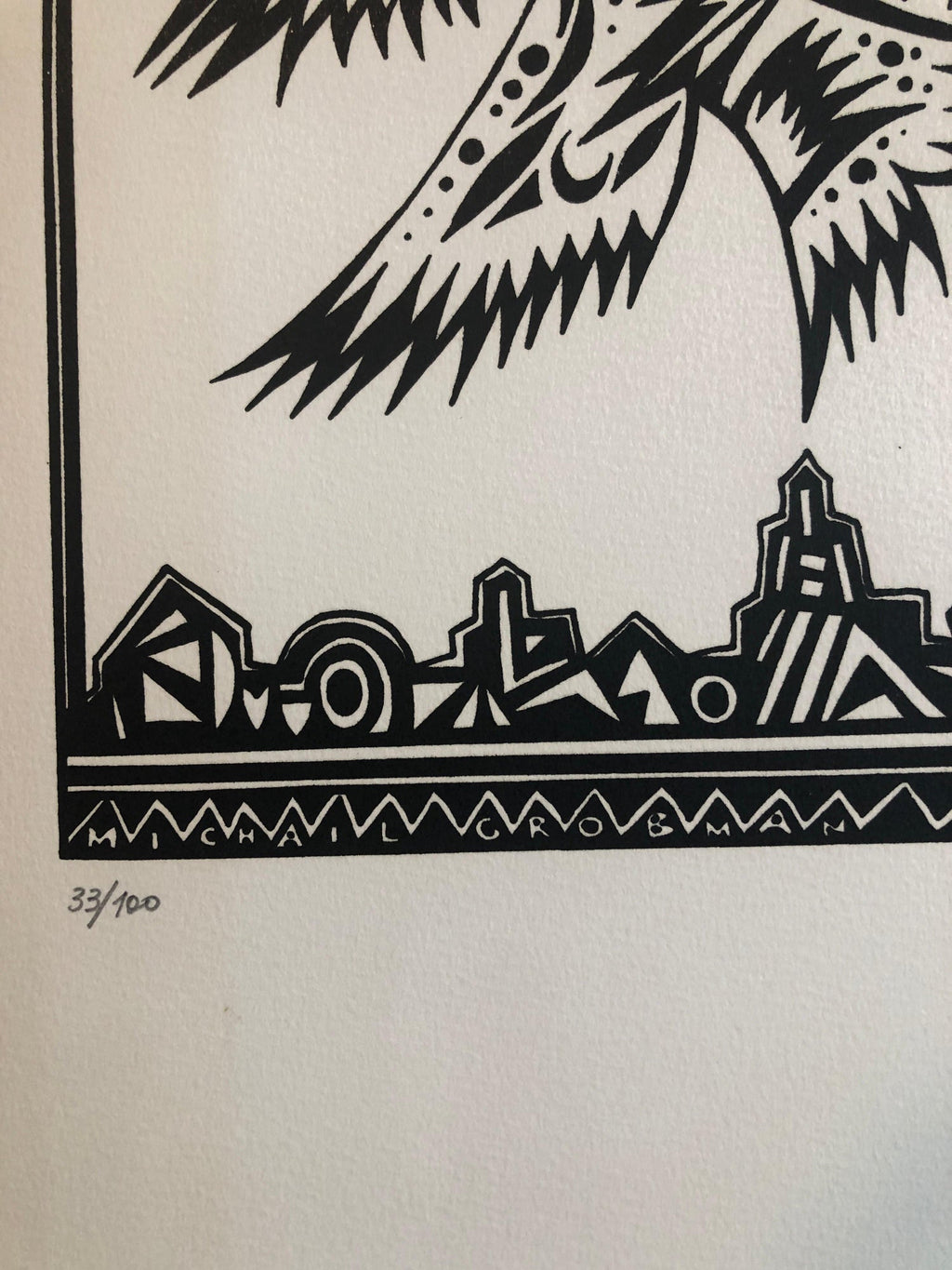 Post Soviet Nonconformist Avant Garde Russian Israeli Woodcut Woodblock Print