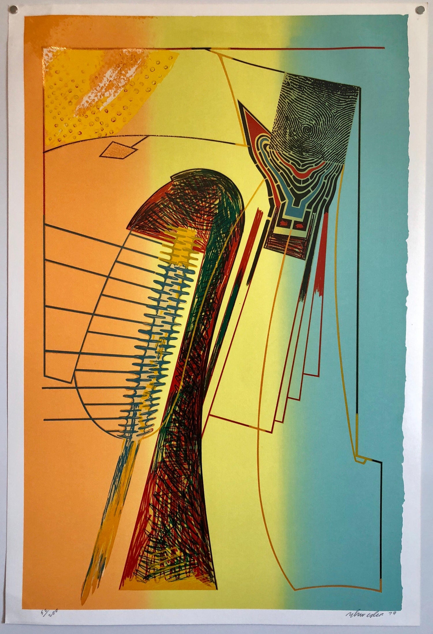 Surrealist Architectural Landscape "Fall for it" 1970s Chicago Modernist
