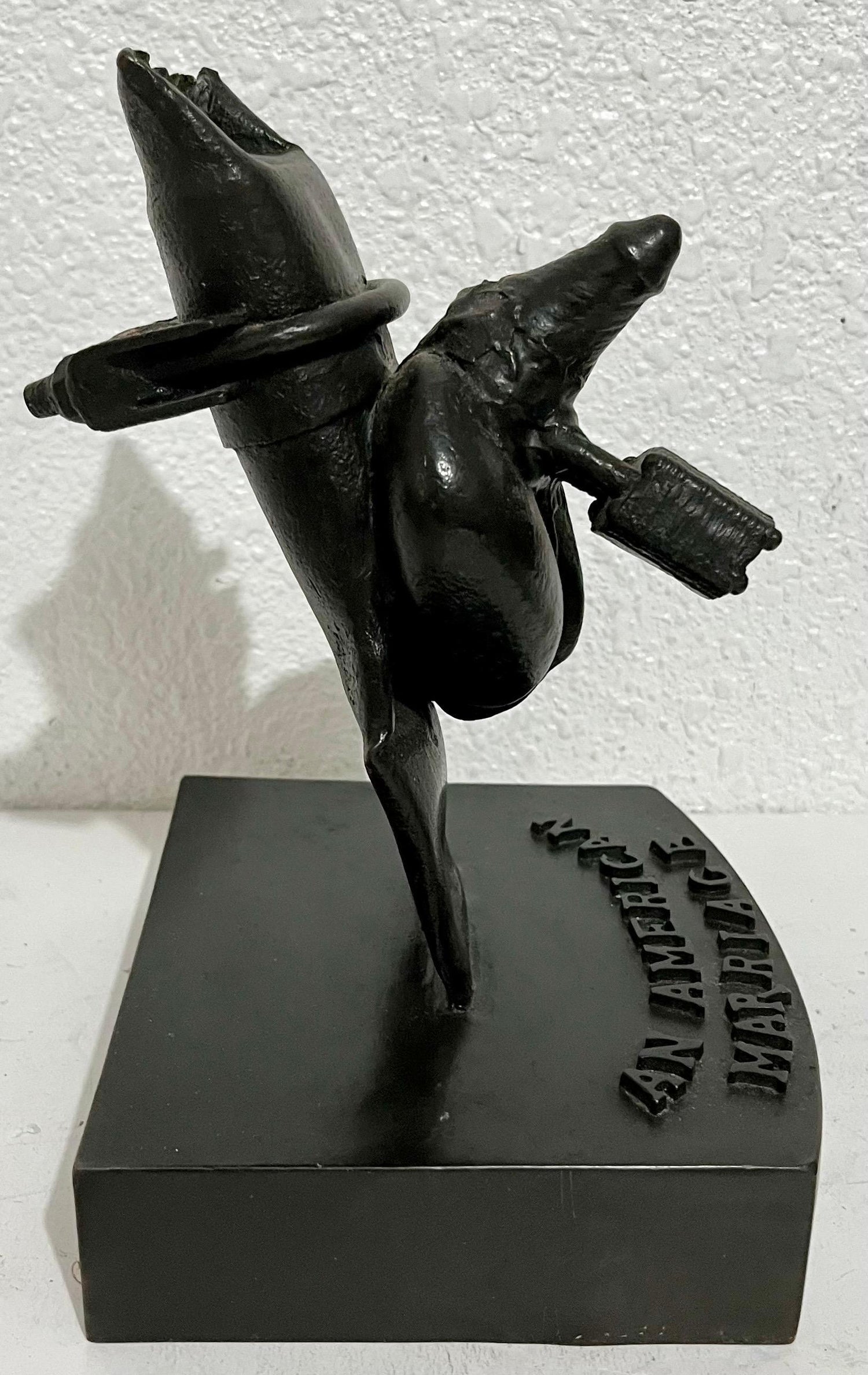 "American Marriage" Painted Bronze Outsider Assemblage Sculpture Signed Marmol