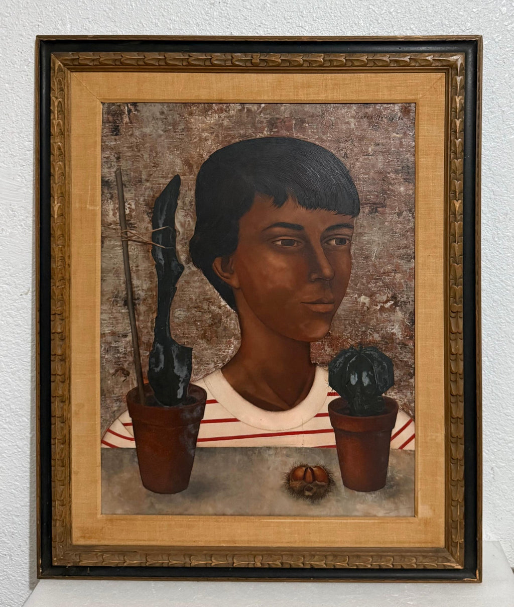 Modernist Surrealist French Expressionist Oil Painting Moody Boy Pierre Henry