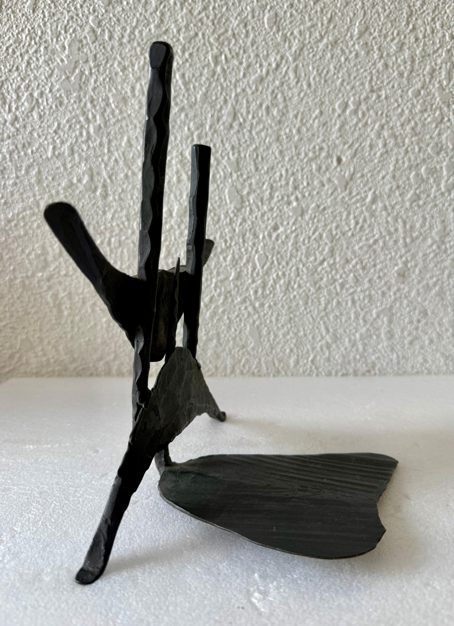 Modernist Brutalist Hand Forged Iron Bookends Sculpture Israeli David Palombo