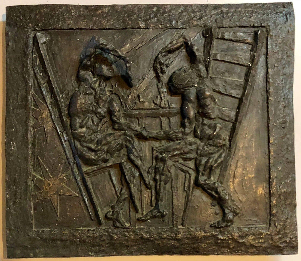 Large Bronze Bas Relief Danse Macabre Expressionist Sculpture Totentantz