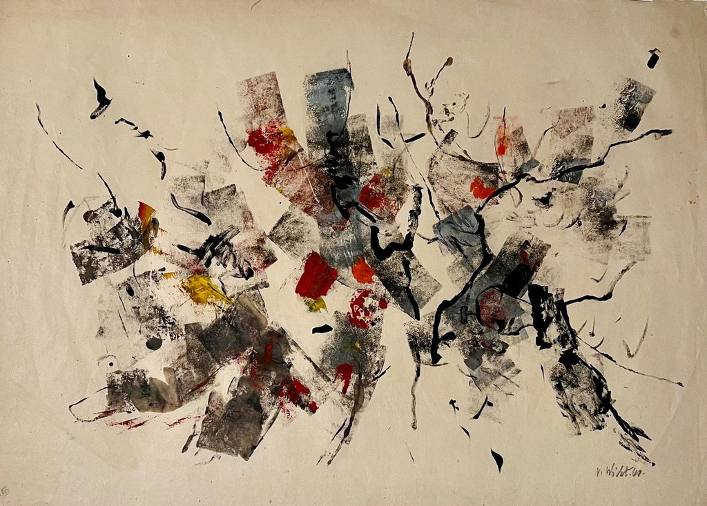 Large Original Mixed Media Painting on Rice Paper Chinese Artist Jiang Tiefeng