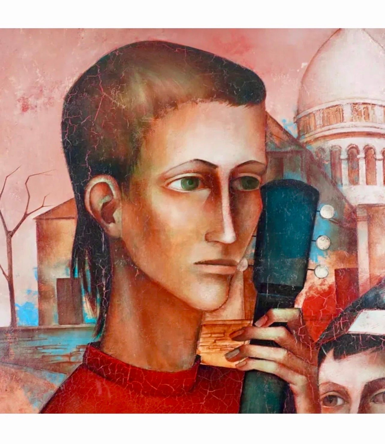 Large Surrealist French Expressionist Oil Painting Moody Boys Pierre Henry