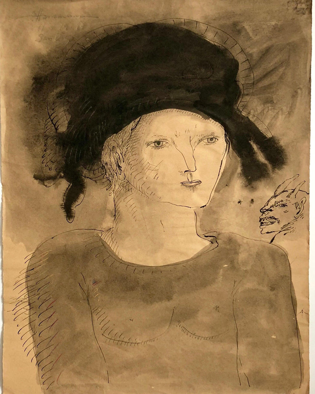 Modern Figurative Surrealist Watercolor Painting, Drawing 'Prince of Innocence'