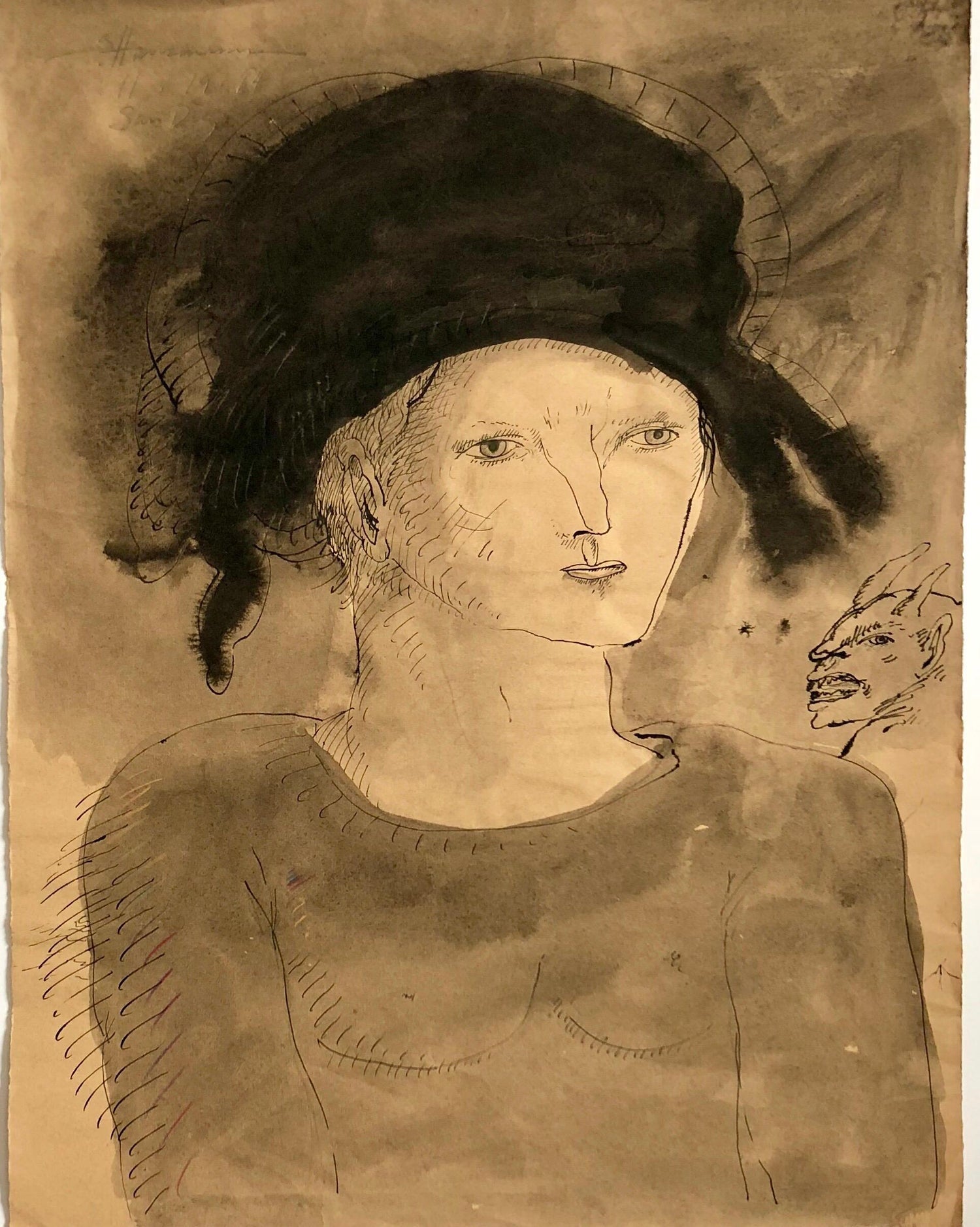 Modern Figurative Surrealist Watercolor Painting, Drawing 'Prince of Innocence'