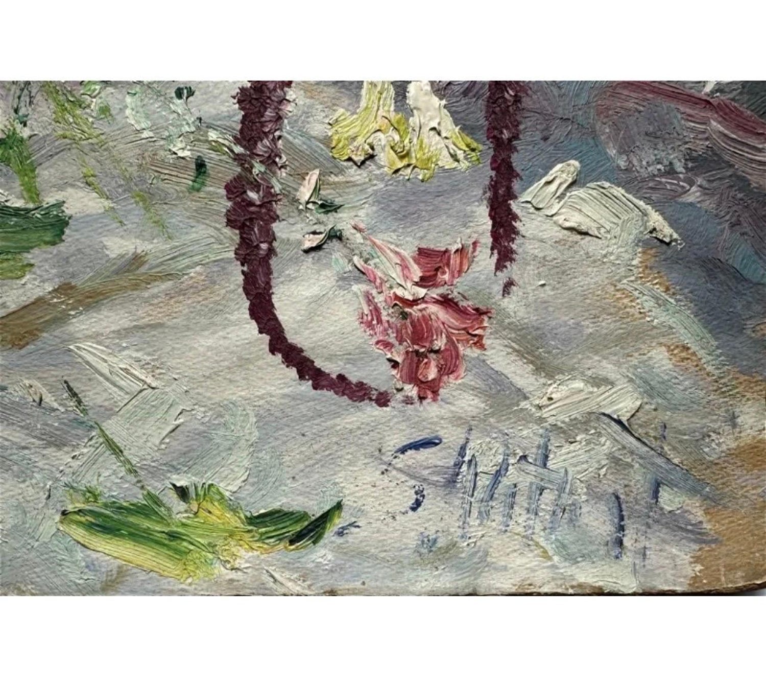 Large Bold Modernist Floral Bouquet Impasto Oil Painting Flowers Samuel Rothbort