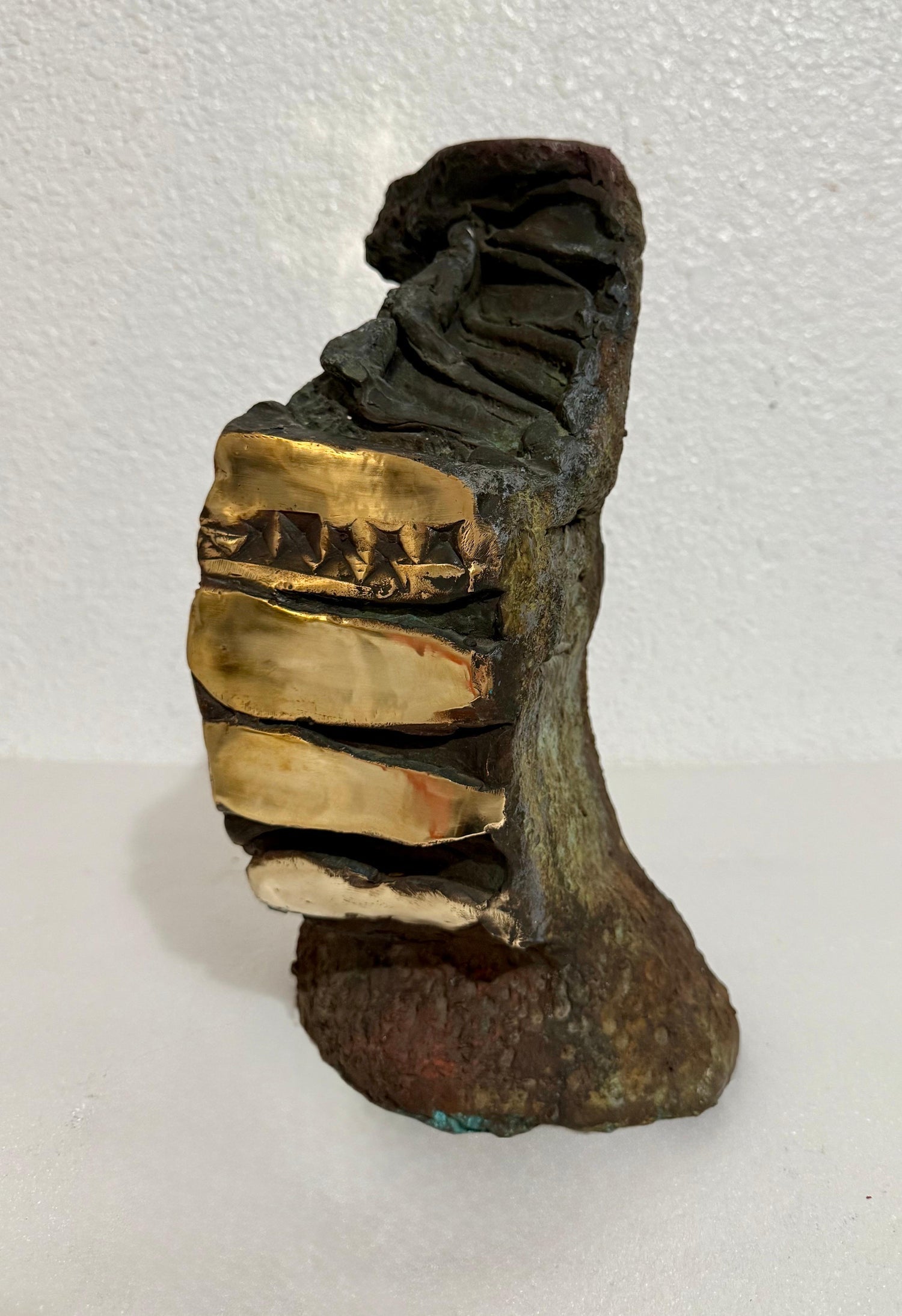 French Naif Modernist Sculpture In Metal Brutalist Head of Woman Valerie Hadida