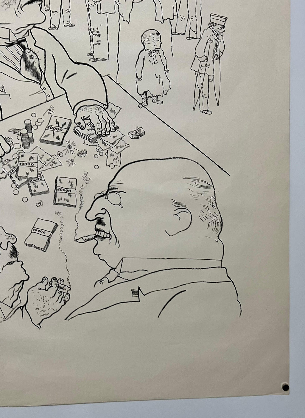 Large George Grosz 1923 Lithograph Die Rauber German Expressionism WPA Realism