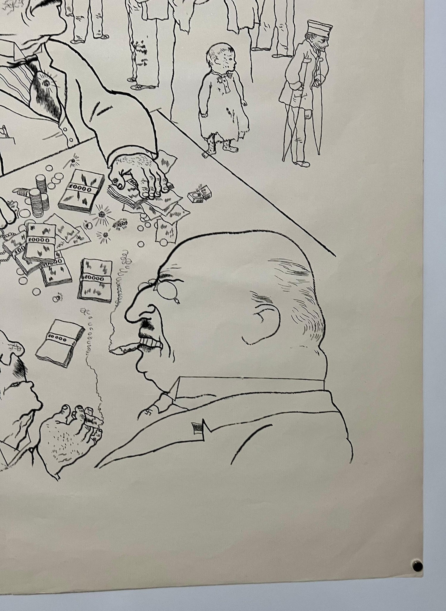 Large George Grosz 1923 Lithograph Die Rauber German Expressionism WPA Realism