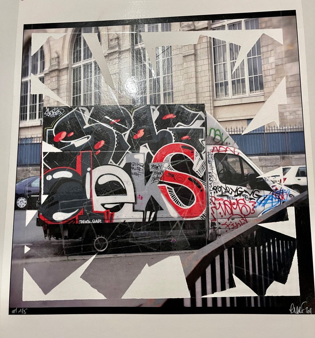 K-Narf Color Photo Graffiti, Adhesive Tape Altered Street Art Photograph Collage