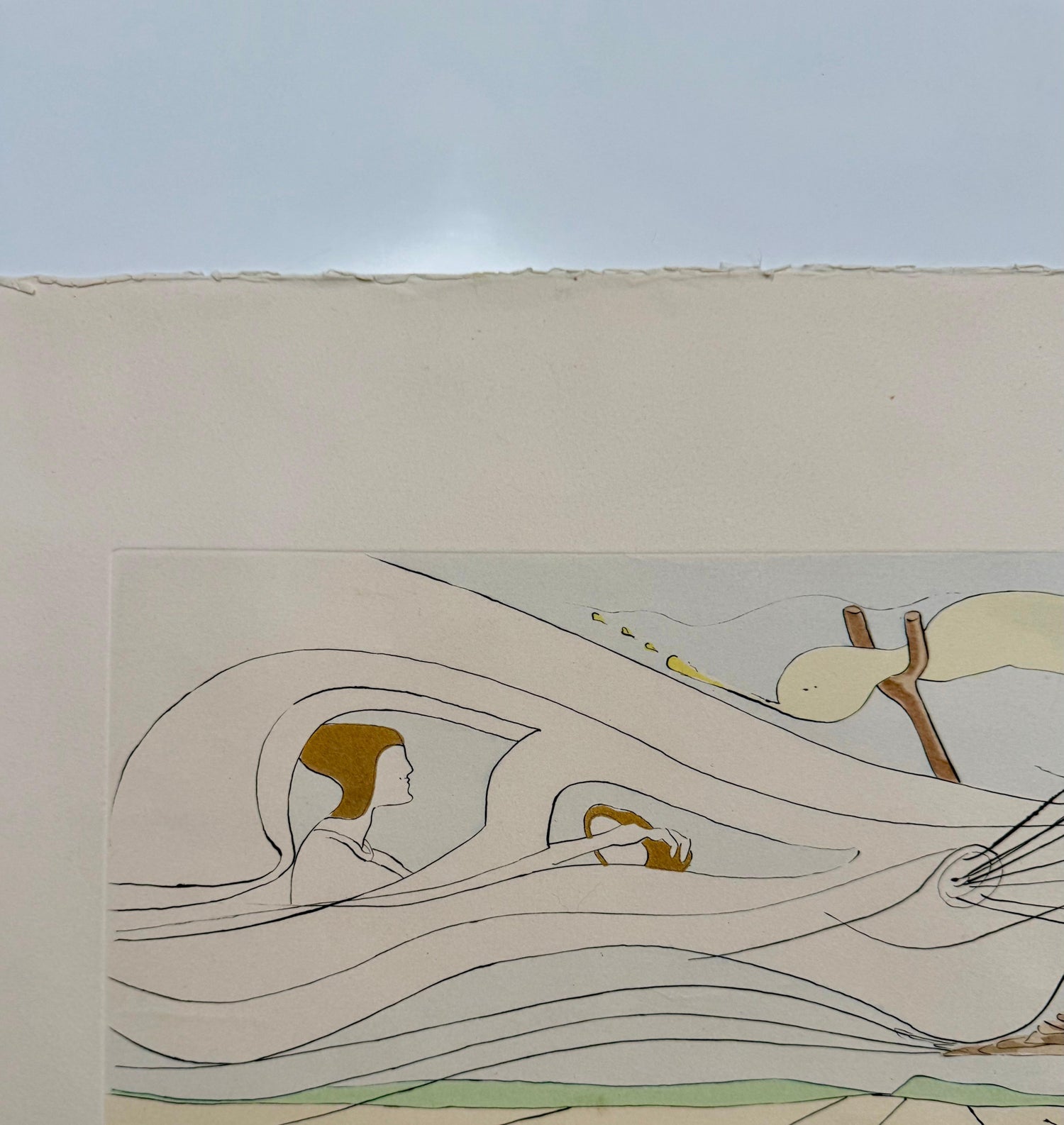 Salvador Dali Surrealist Etching Engraving Pochoir L'Automobile Da Vinci Hommage