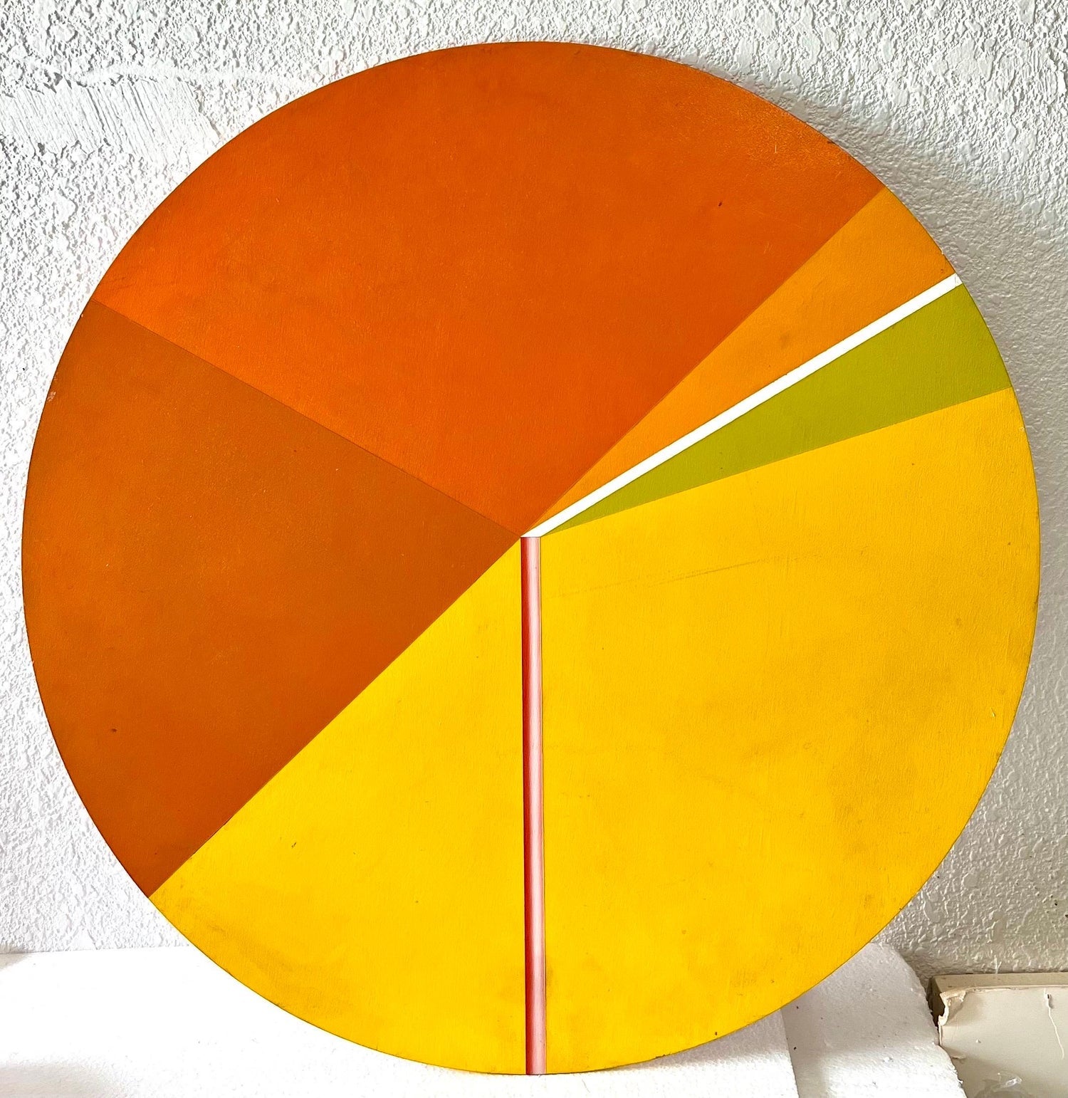 Israeli Round Tondo Hard Edged Geometric Abstract Color Painting Reuven Berman