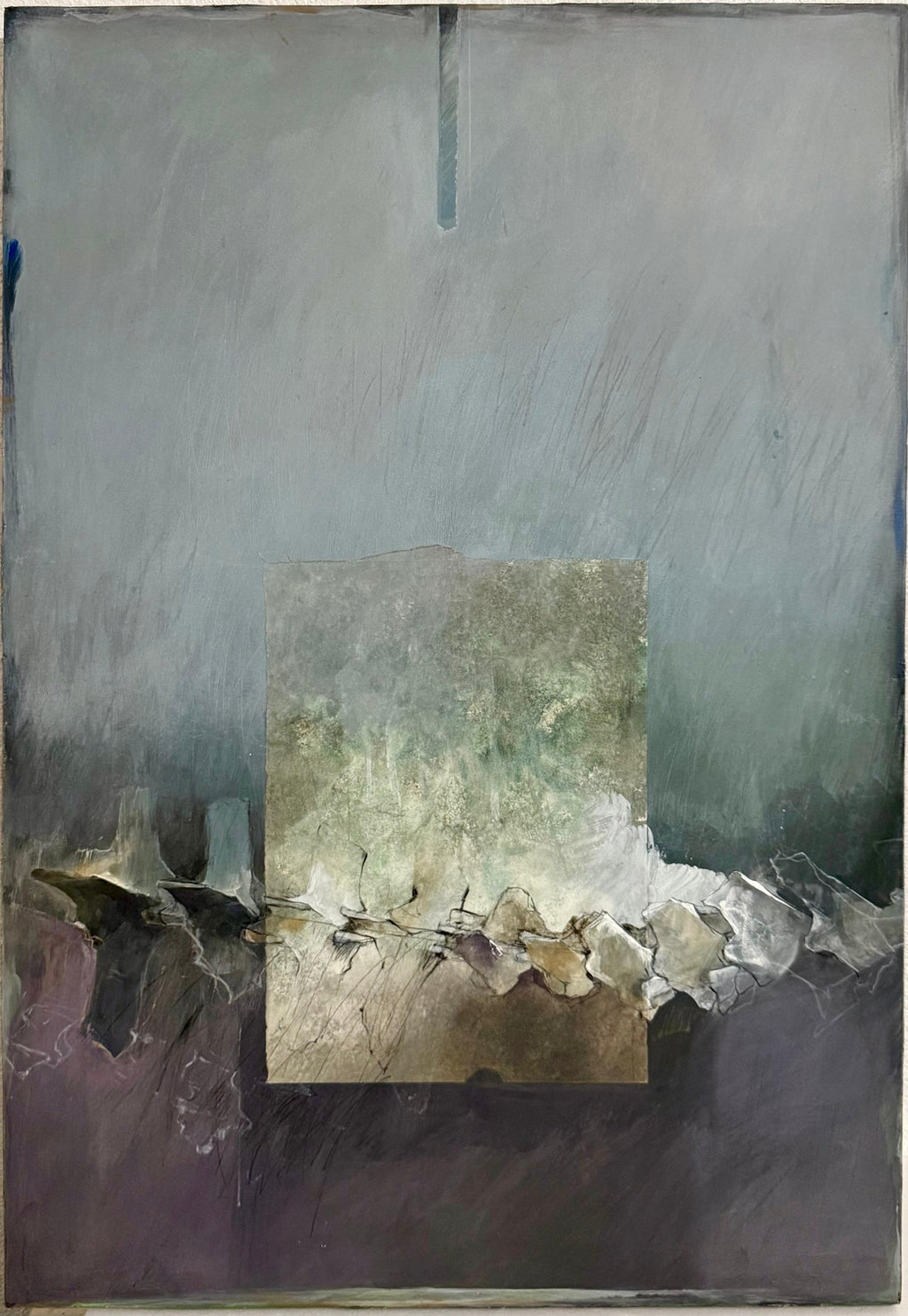 Mixed Media Asian Abstract Collage Painting Katherine Chang Liu Chinese American