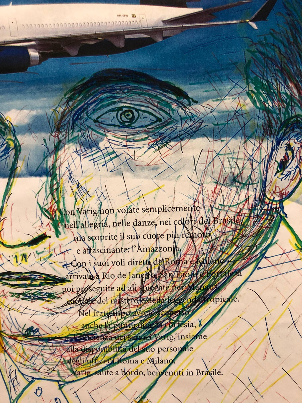 Mixed Media Outsider Art Original Photo Collage Drawing 2 Sided