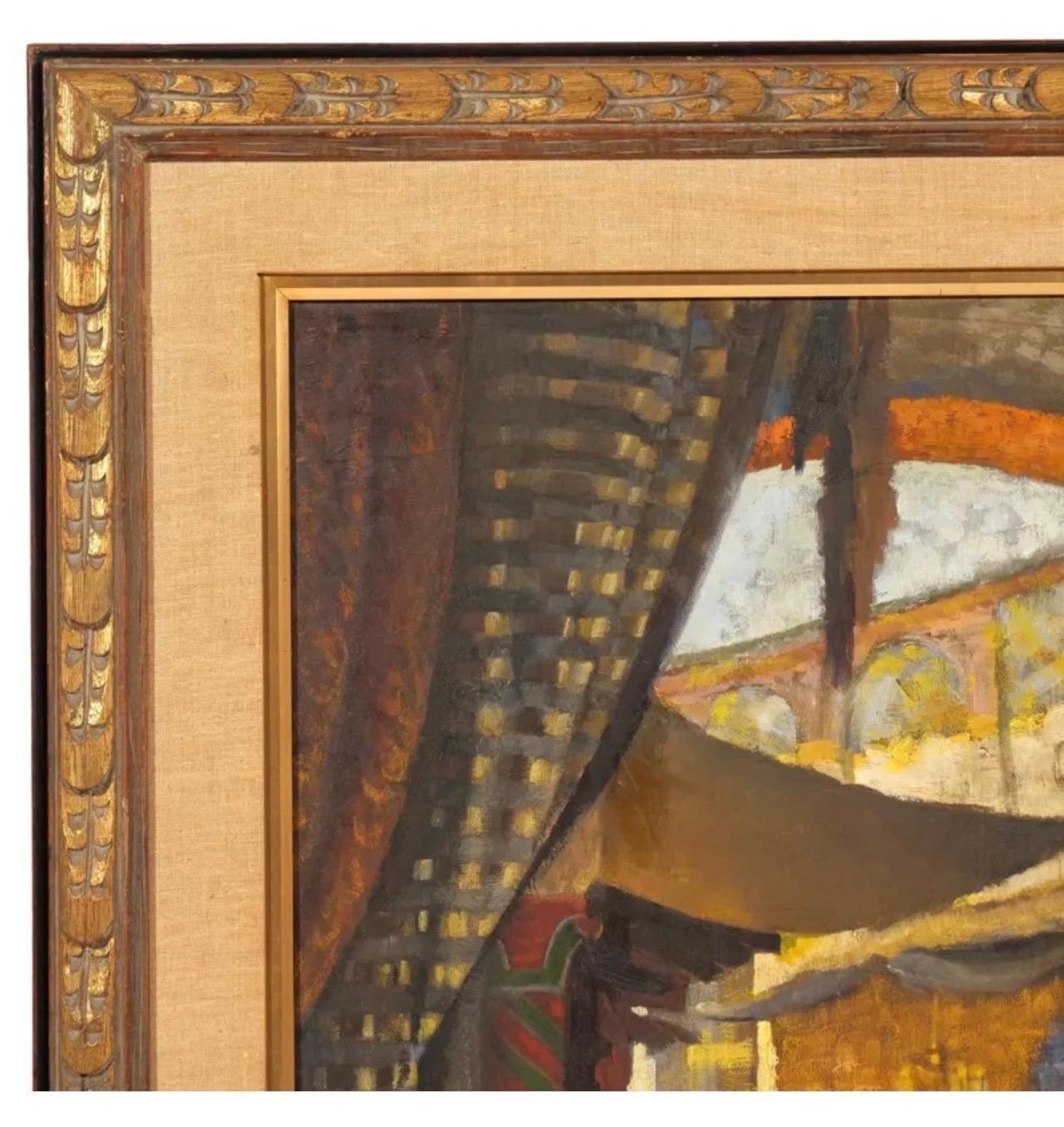 Large Orientalist Arab Oil Painting Merchants at the Bazaar Souq Jalal Gharbi