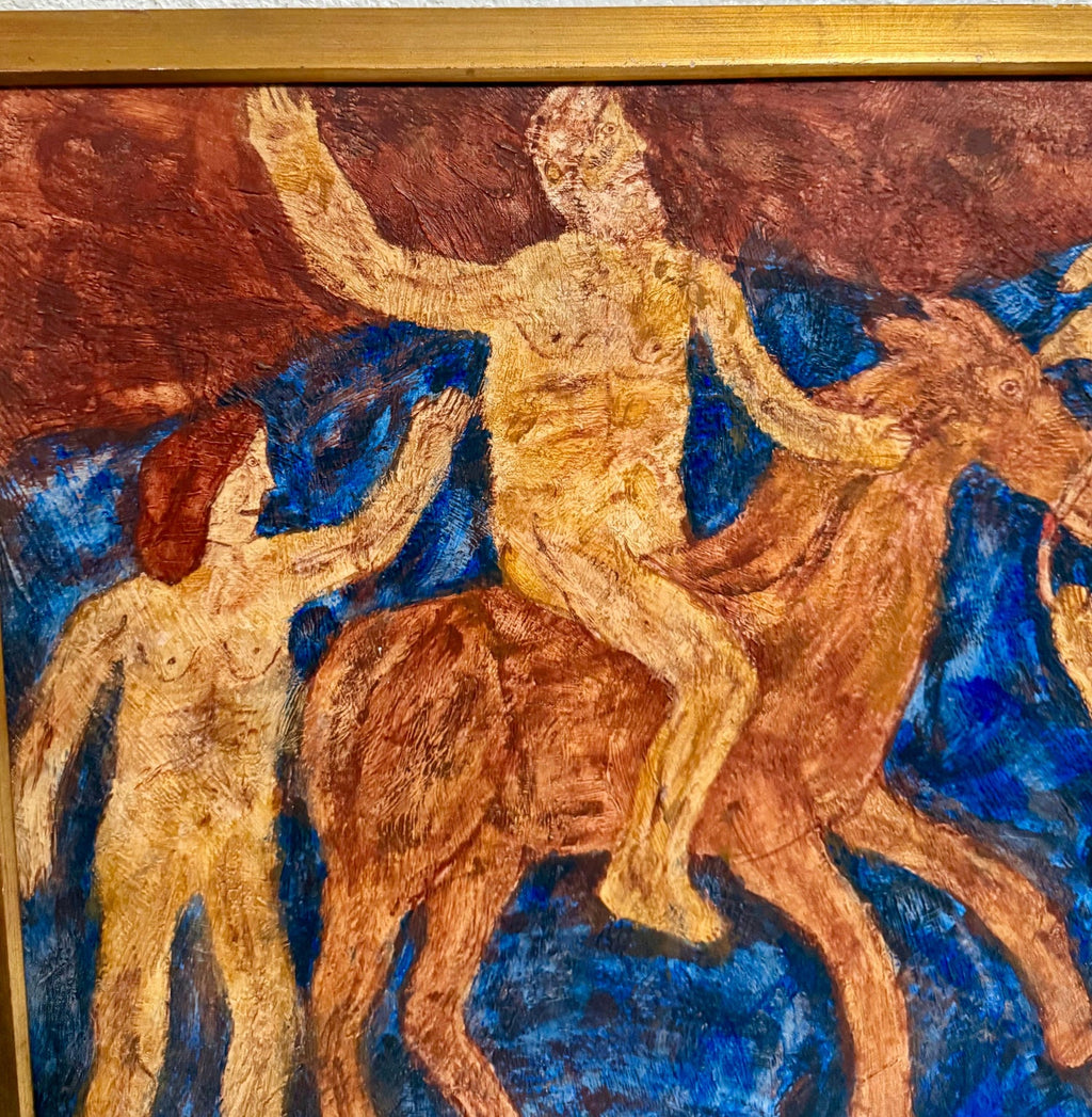 Surrealist Oil Painting Circus Horse Scene Lionel Kalish Fantasy Scene New York