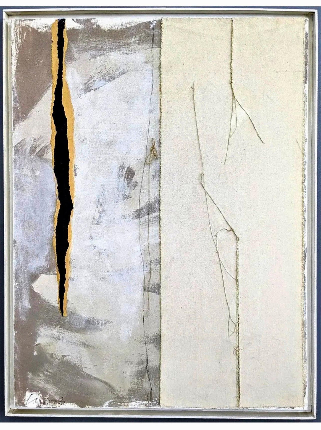 Abstract Expressionist Happy Bicentennial Baby, American Flag Collage Painting