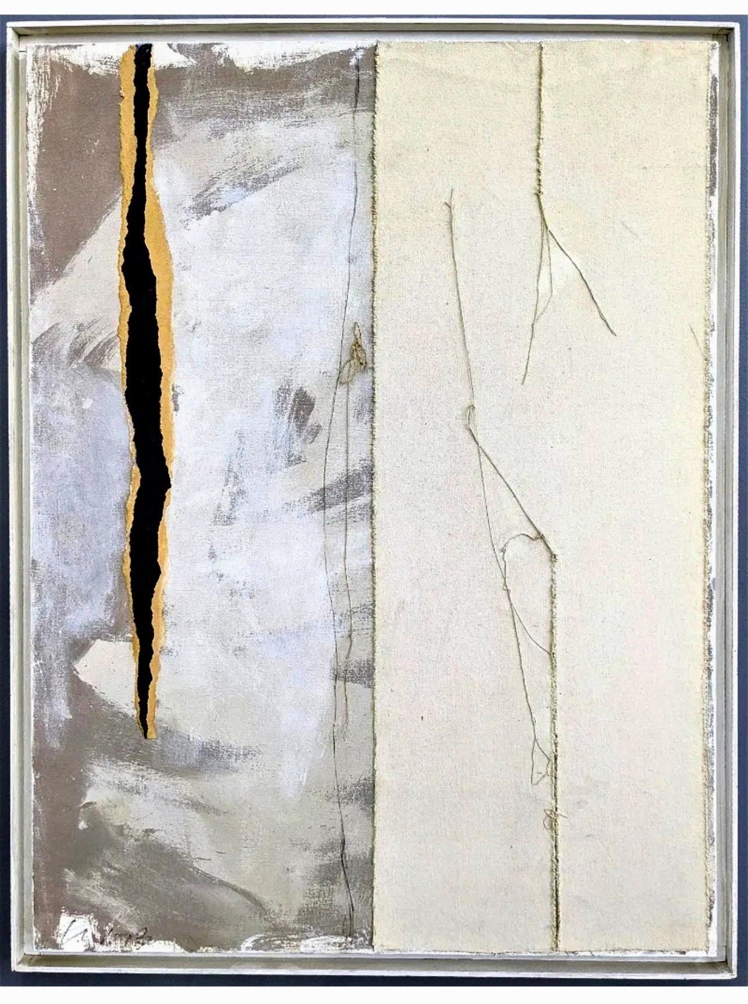 Abstract Expressionist Happy Bicentennial Baby, American Flag Collage Painting
