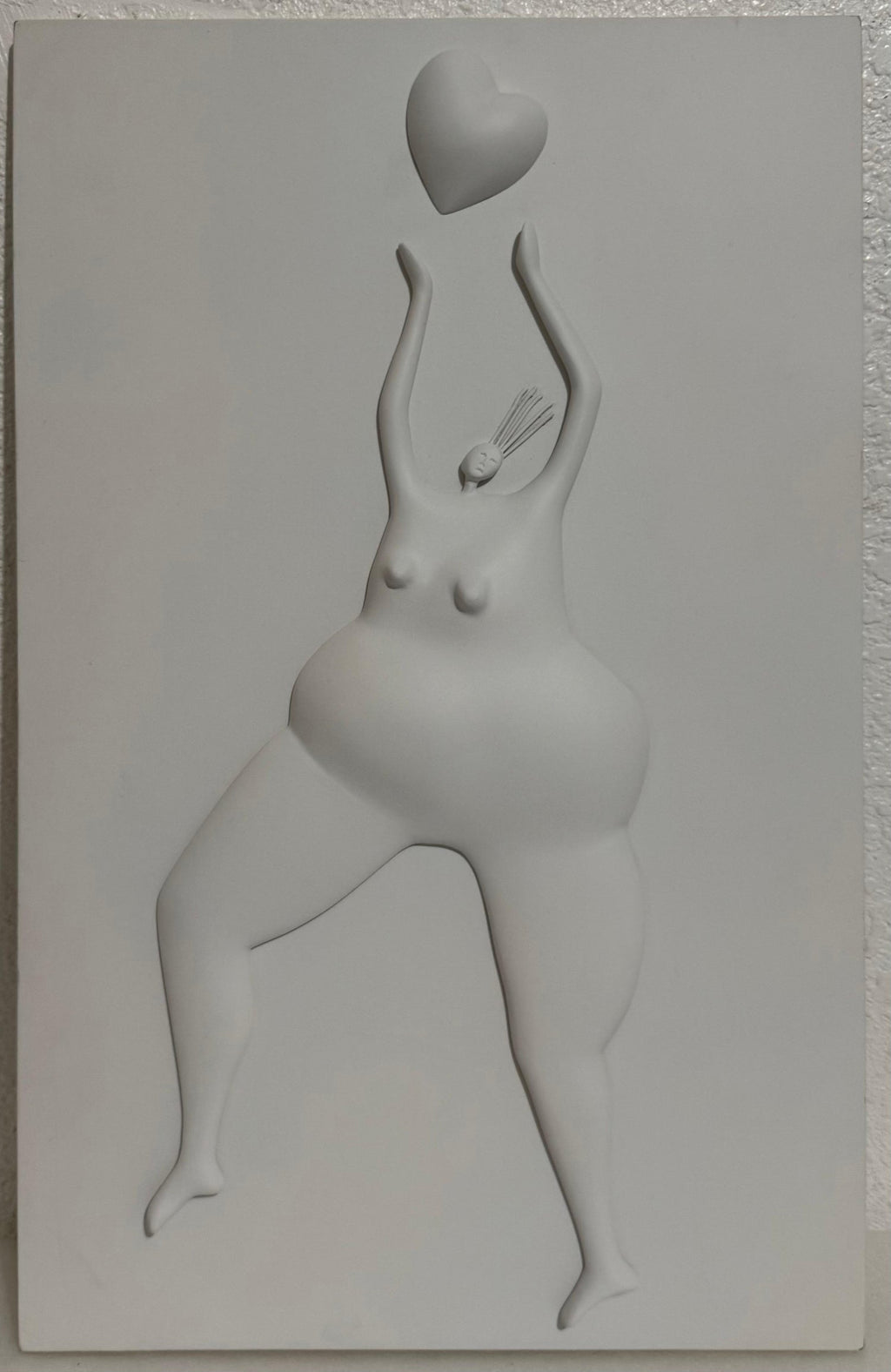 Latin American Master Abigail Varela Sculpture Relief Plaque Woman with Heart