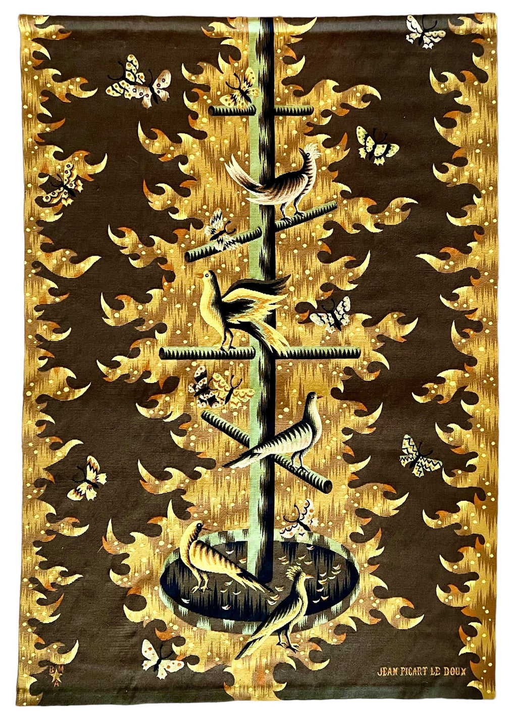 Art Deco French Modernist Handmade Aubusson Gobelin Tapestry Jean Picart Le Doux