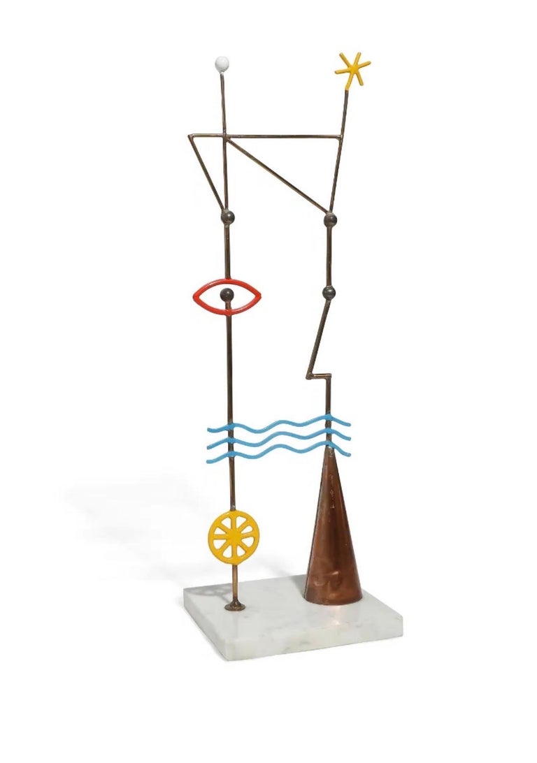 Abstract Australian Post Modernist Sculpture Peter D. Cole Metal, Enamel, Marble