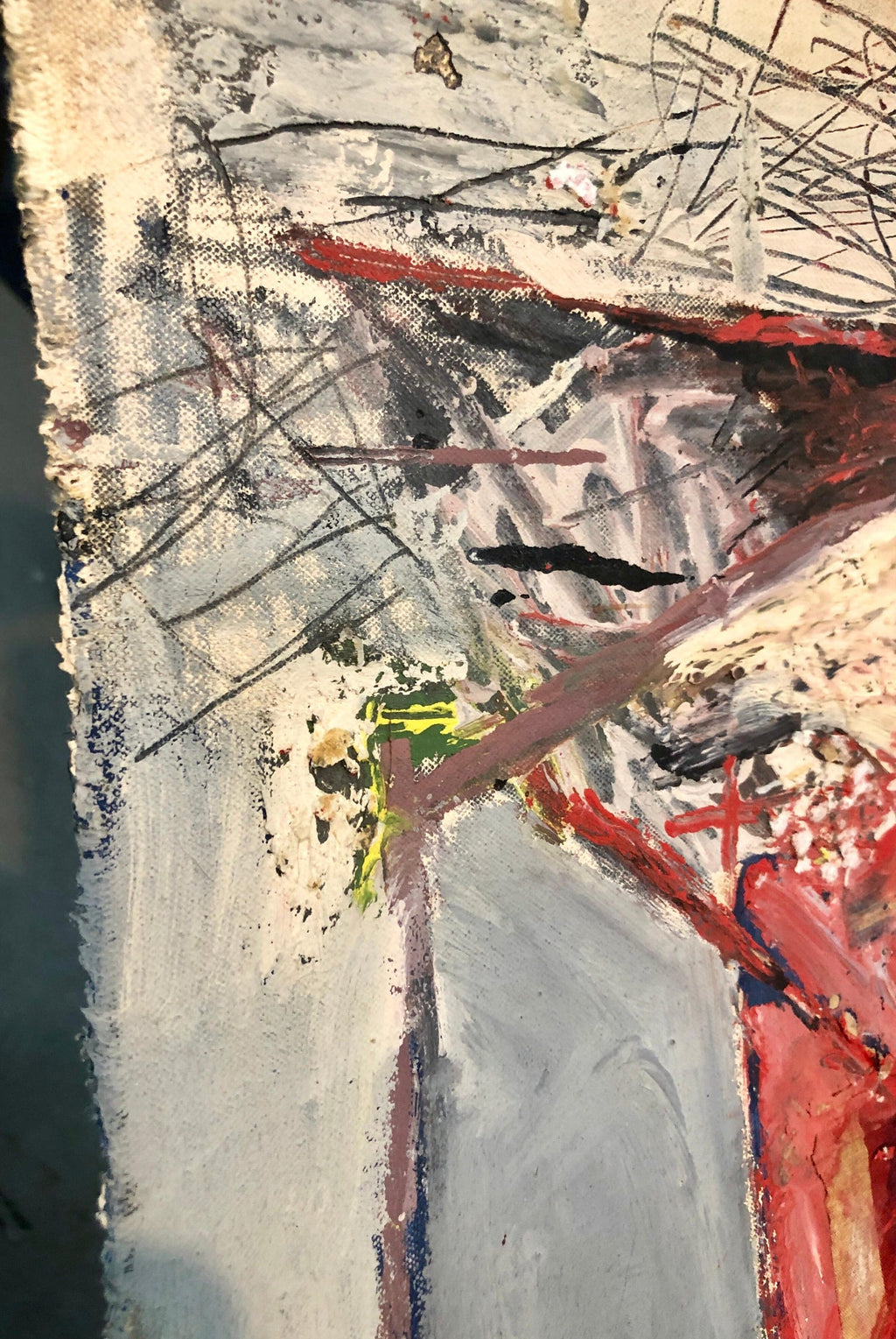 Abstract Expressionist Happy Bicentennial Baby, American Flag Collage Painting