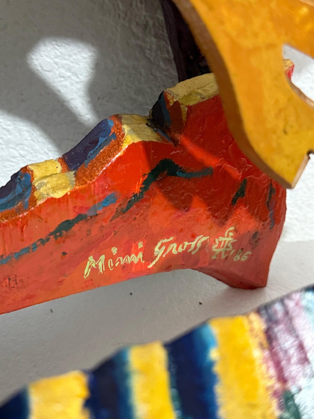 Large 3D Sculpture with Hand Painting Construction Mimi Gross Wood Assemblage