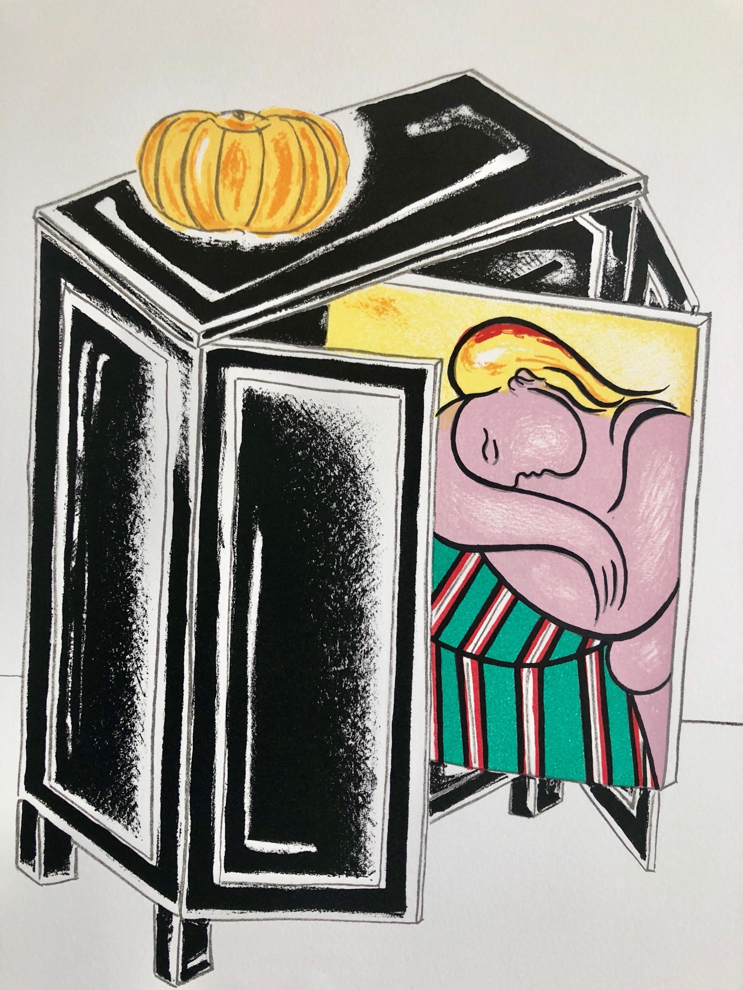 Triptychos Post Historicus Picasso Conceptual Art Silkscreen Gold Lithograph
