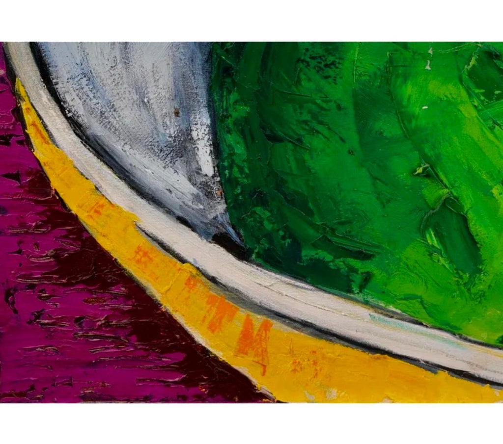 Large Pop Art Oil Painting "Pear" Modernist Colorful Composition Suzanne Mears