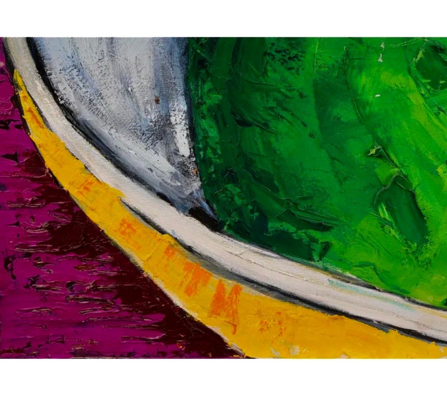 Large Pop Art Oil Painting "Pear" Modernist Colorful Composition Suzanne Mears
