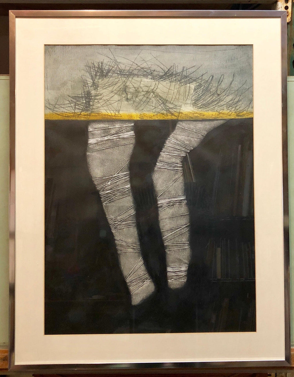 Cuban Art Abstract Oil Painting Latin American 1970's Abstraction String Series
