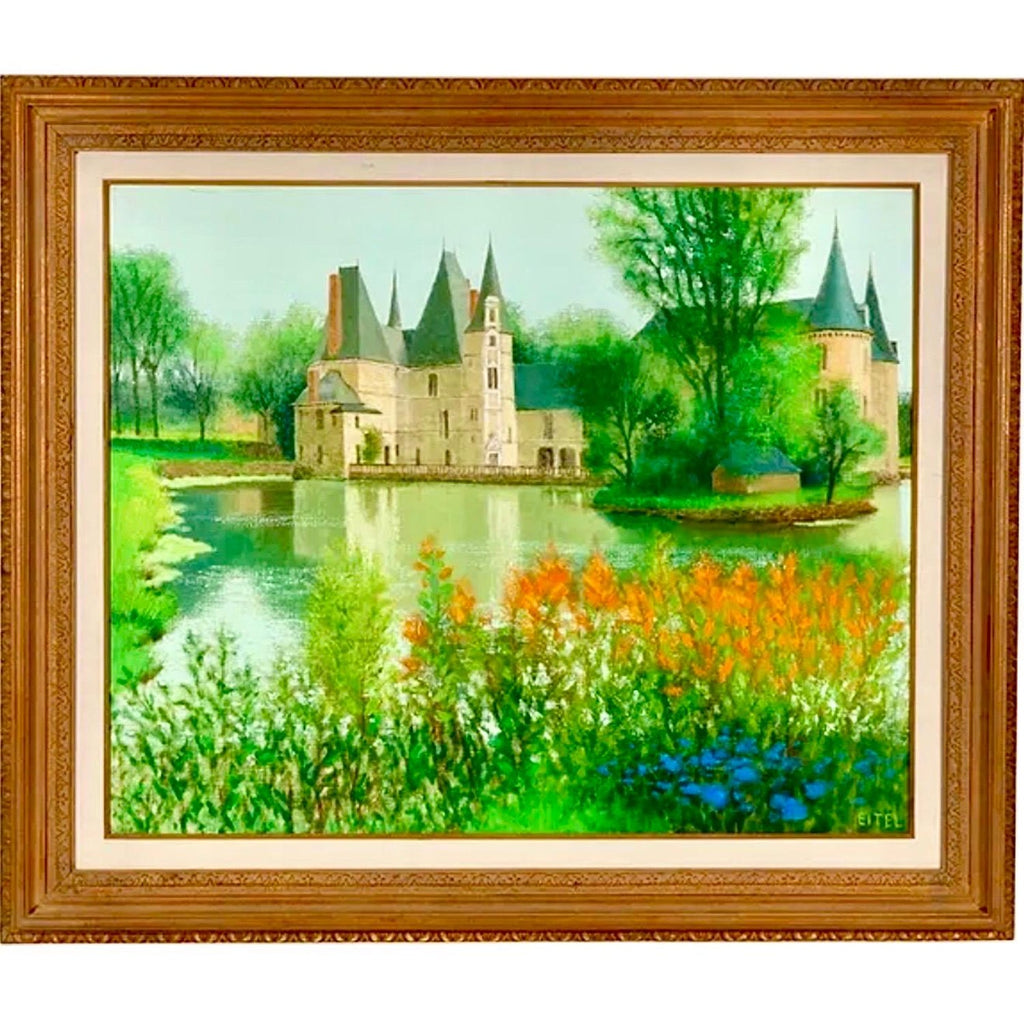 Large French Oil Painting Chateau Jacques Eitel