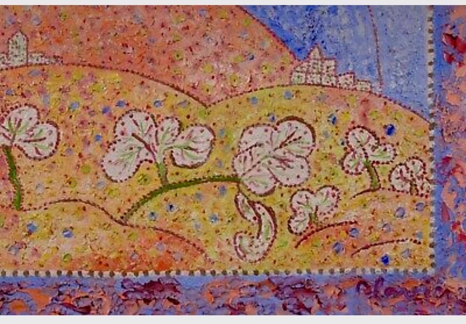 Whimsical French Folk Art, Naive, Oil Painting  Madeline Marie Christine Clavier