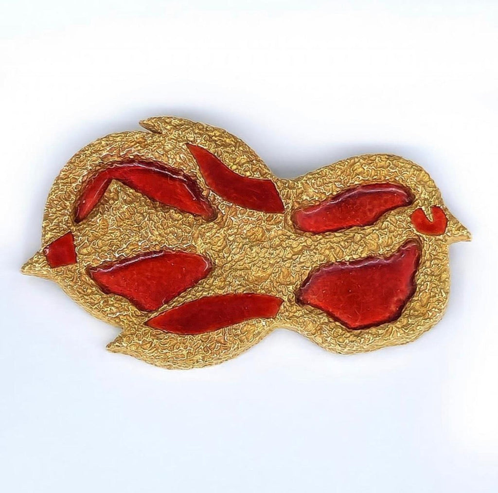 Rare 18 Karat Gold Enamel Georges Braque Sculpture Brooch